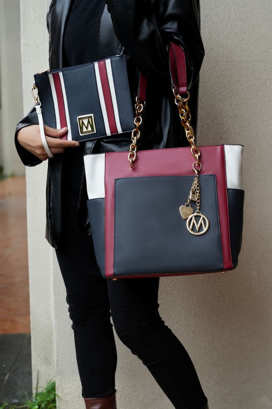 MKF Rochelle Color Block Tote with Wristlet Mia K