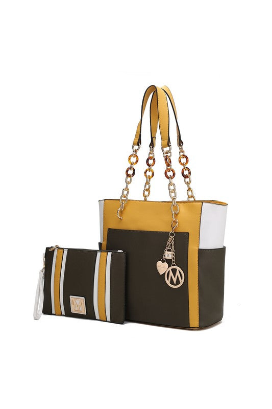 MKF Rochelle Color Block Tote with Wristlet Mia K