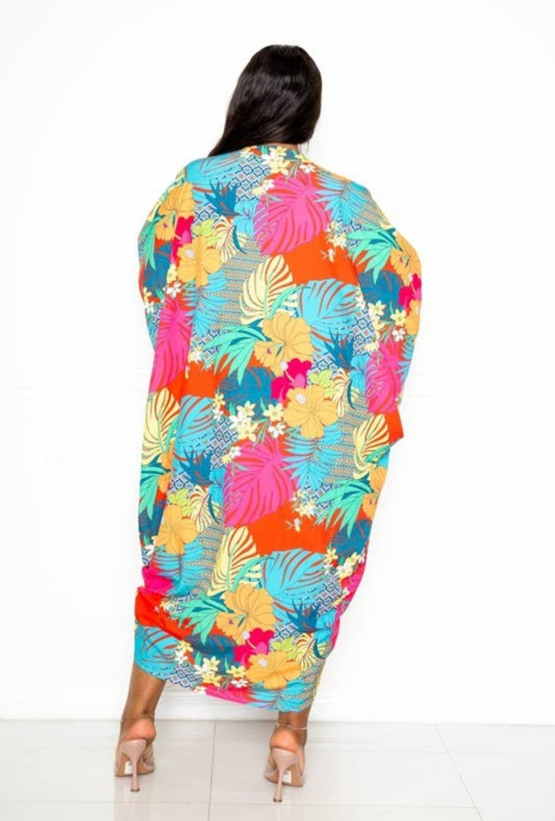 Plus Size Printed Ruched Kaftan Dress